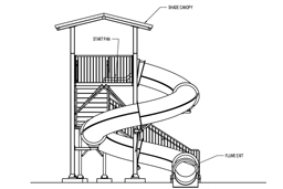 Closed Fiberglass Flume Water Slide Model 1616-32 plan view