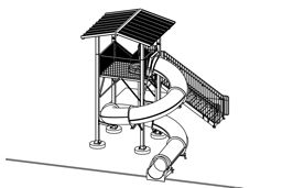 Closed Fiberglass Flume Water Slide Model 1616-32 plan view