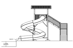 Closed Fiberglass Flume Water Slide Model 1616-32 plan view