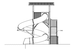 Polyethylene Flume Water Slide Model 1616 Spiral Stairs Plan View