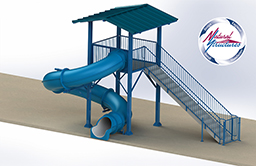 Closed Flume Fiberglass Water Slide Model 1625-32 with optional canopy & locking gate